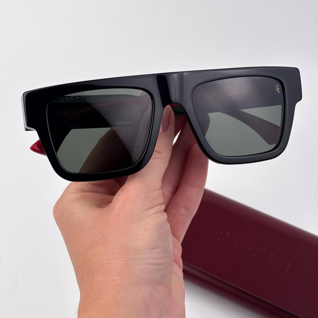 Gucci Gg1868s Sunglasses Black Square Frame With Grey Lenses | Model 001